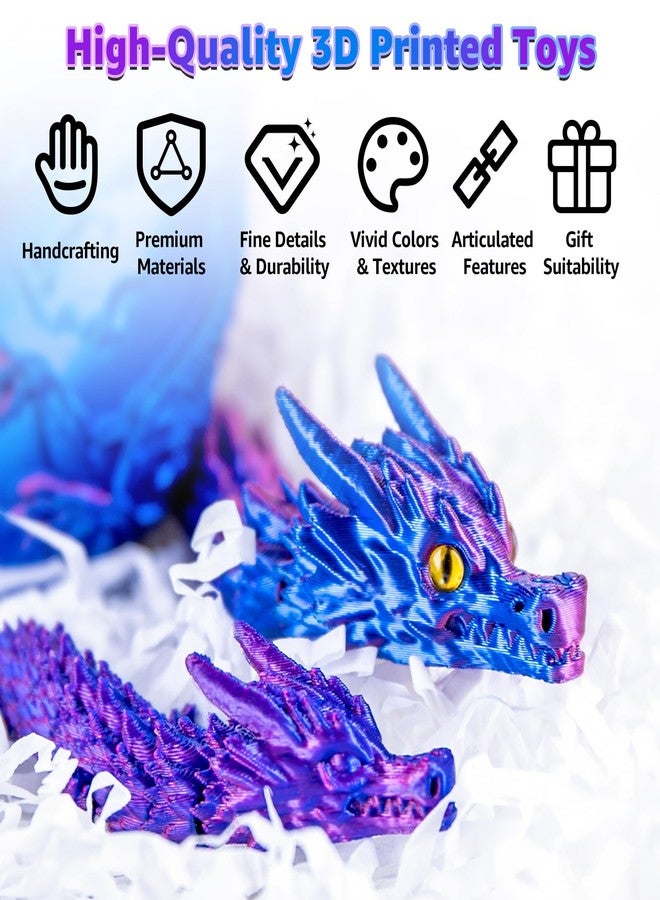 dikale 3D Printed Dragon Egg Toy with 2 Articulated Dragons, Christmas Easter Stocking Stuffers Fantasy Decor Fidget Toys, Classroom Prize Supplies Gift, Silk Rose Red & Dark Blue - Image 3